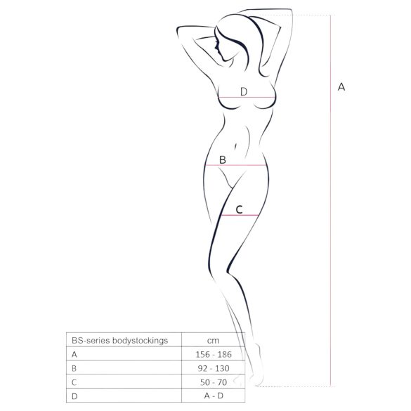 Passion BS077 - mrežasti bodystocking z dolgimi rokavi - črna - S-L