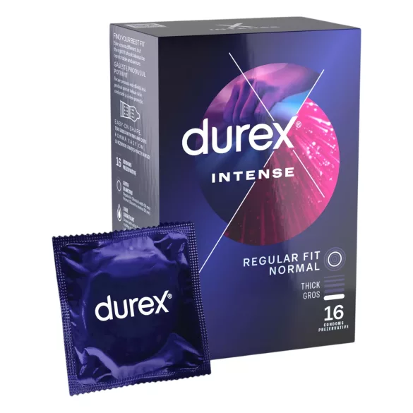 Durex Intense - kondomi z rebrasto in pikčasto teksturo - 16 kos