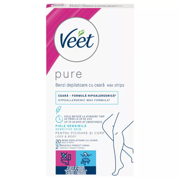 Veet Pure - depilacijski trakovi za noge in telo - za občutljivo kožo (20 kos)
