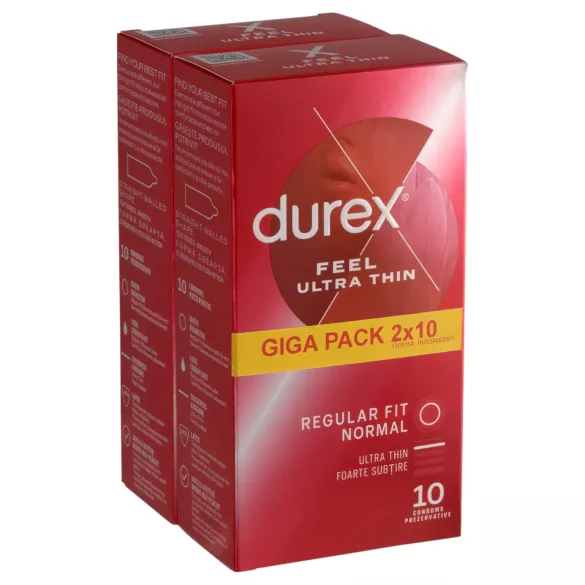 Durex Feel Ultra Thin - izjemno tanki kondomi - naraven občutek - 2x10 kos