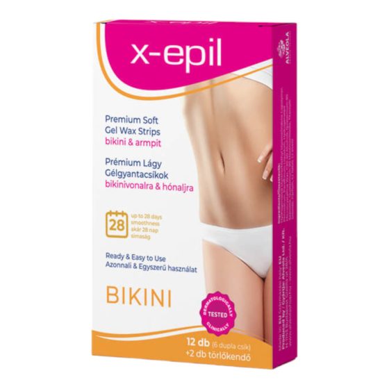 X-Epil - pripravljeni za uporabo trakovi iz vrhunske gelaste smole (12 kosov) - bikini/spodnje perilo