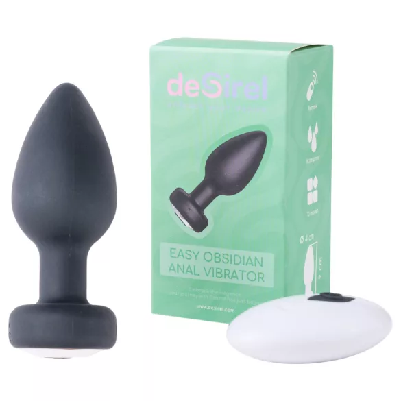 Desirel Easy Obsidian - analni vibrator na daljinsko upravljanje - črn, polnilni