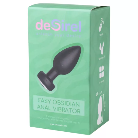 Desirel Easy Obsidian - analni vibrator na daljinsko upravljanje - črn, polnilni