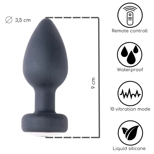 Desirel Easy Obsidian - analni vibrator na daljinsko upravljanje - črn, polnilni