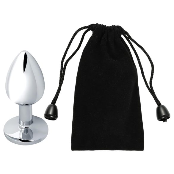 Sunfo - kovinski analni čep s temno vijoličnim kamnom (srebrna)