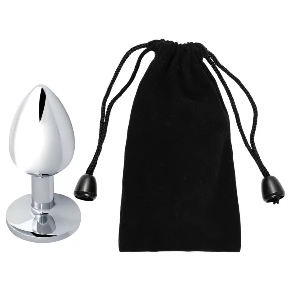 Sunfo - kovinski analni čep z modrim kamnom - srebrn