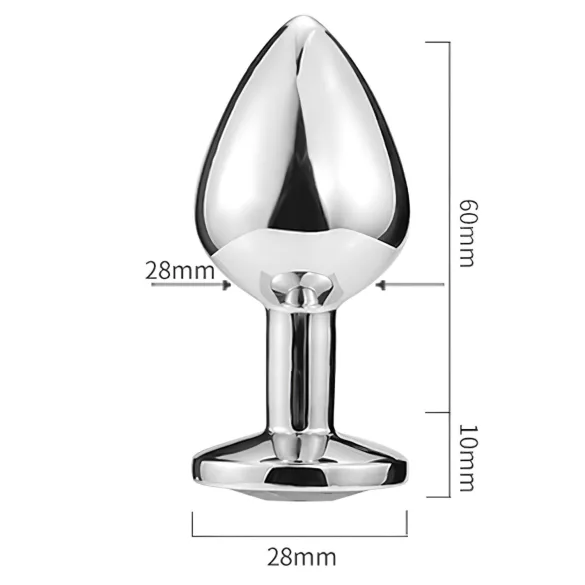 Sunfo - analni čep iz kovine - srčasta modra kamen - srebrna