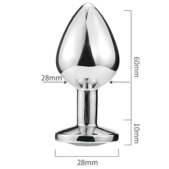 Sunfo - kovinski analni čep - srček - svetlo moder kamen - srebrn