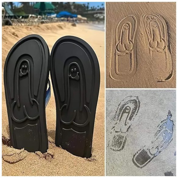 Flip-flop natikači - penis motiv - črna