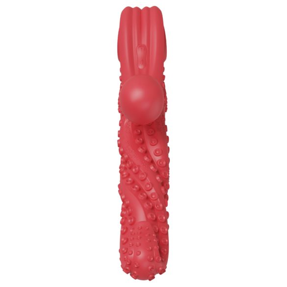 Monster Fuck - vibrator z ročajem za klitoris in lovkami - rdeč