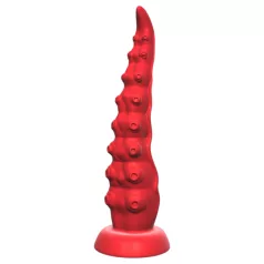   Monster Fuck - vibracijski dildo z priseskom in upravljalnikom - rdeč