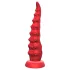 Monster Fuck - vibracijski dildo z priseskom in upravljalnikom - rdeč