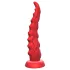 Monster Fuck - vibracijski dildo z priseskom in upravljalnikom - rdeč