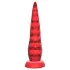 Monster Fuck - vibracijski dildo z priseskom in upravljalnikom - rdeč
