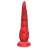 Monster Fuck - vibracijski dildo z priseskom in upravljalnikom - rdeč