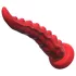 Monster Fuck - vibracijski dildo z priseskom in upravljalnikom - rdeč
