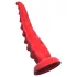 Monster Fuck - vibracijski dildo z priseskom in upravljalnikom - rdeč