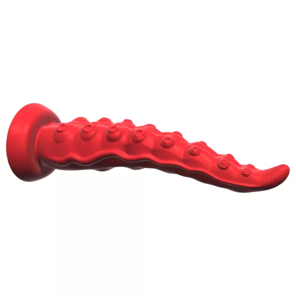 Monster Fuck - vibracijski dildo z priseskom in upravljalnikom - rdeč