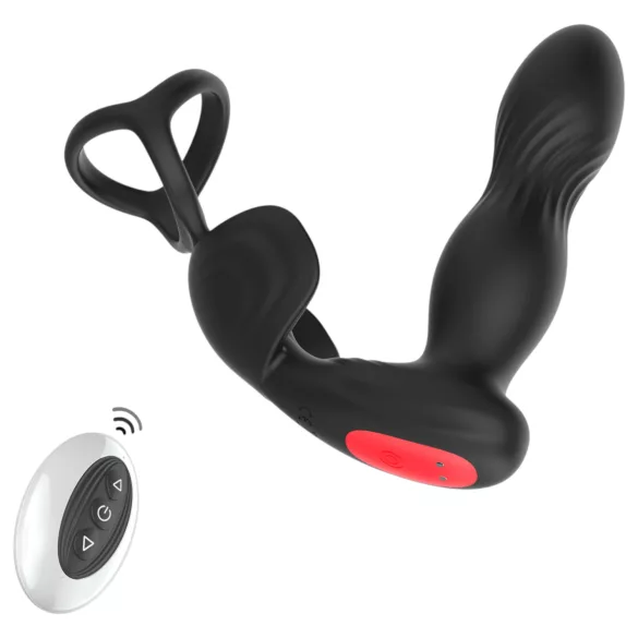 Mroow - obročast vibracijski stimulator prostate (črn)