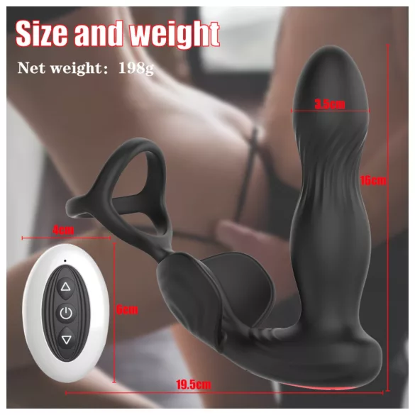 Mroow - obročast vibracijski stimulator prostate (črn)