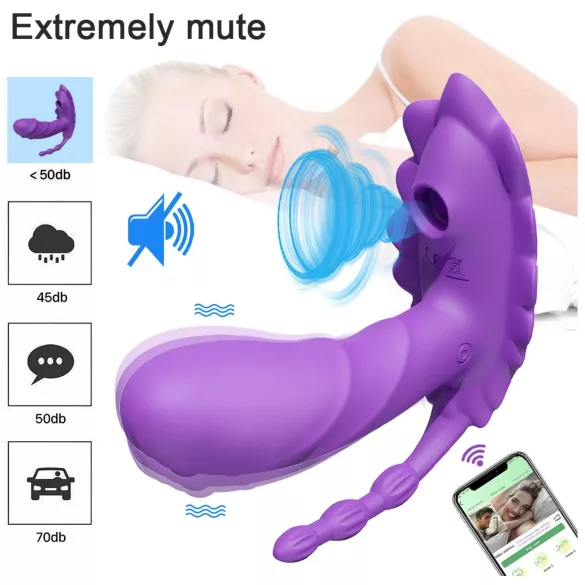 AlvUp - z aplikacijo upravljiv namestljiv vibrator (vijoličen)