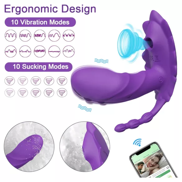 AlvUp - z aplikacijo upravljiv namestljiv vibrator (vijoličen)