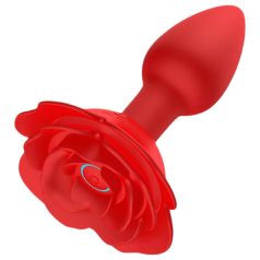   Rose Plug - analni vibrator z daljinskim upravljalnikom - polnjenje USB - rdeč