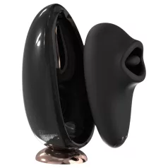 Sex HD Mirror - vibrator za lizanje z gretjem - črna
