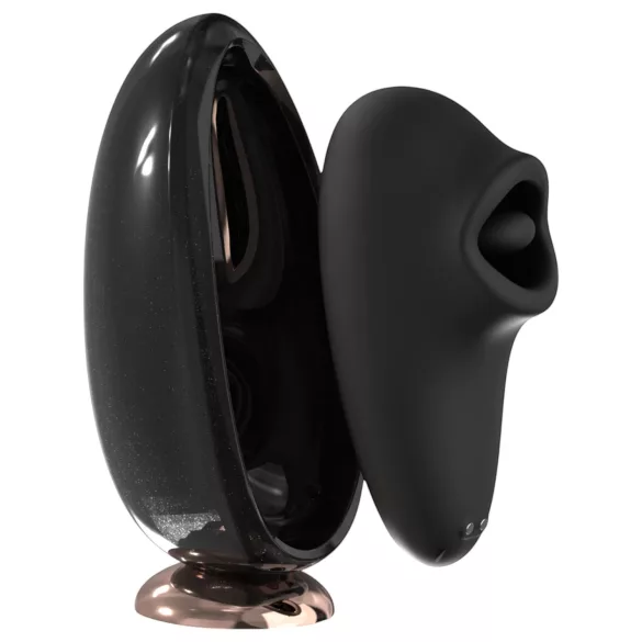 Sex HD Mirror - vibrator za lizanje z gretjem - črna