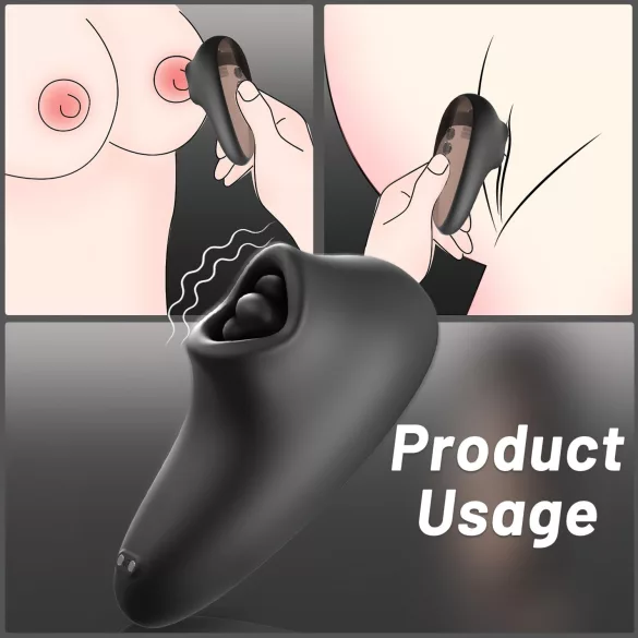 Sex HD Mirror - vibrator za lizanje z gretjem - črna