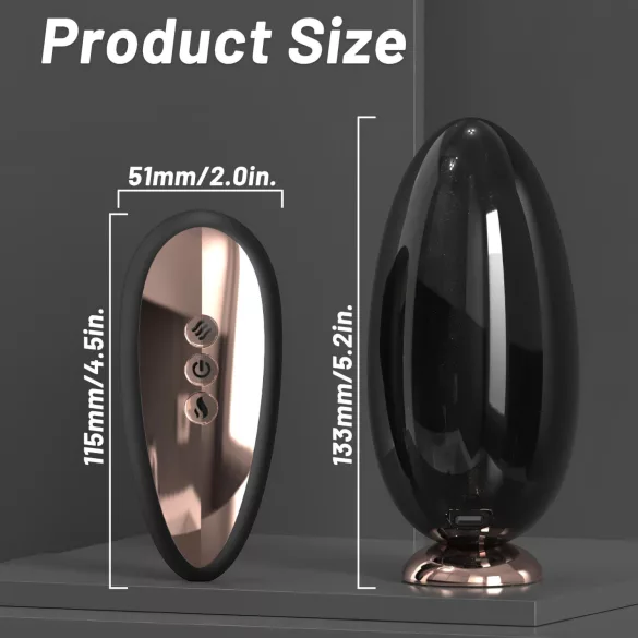 Sex HD Mirror - vibrator za lizanje z gretjem - črna