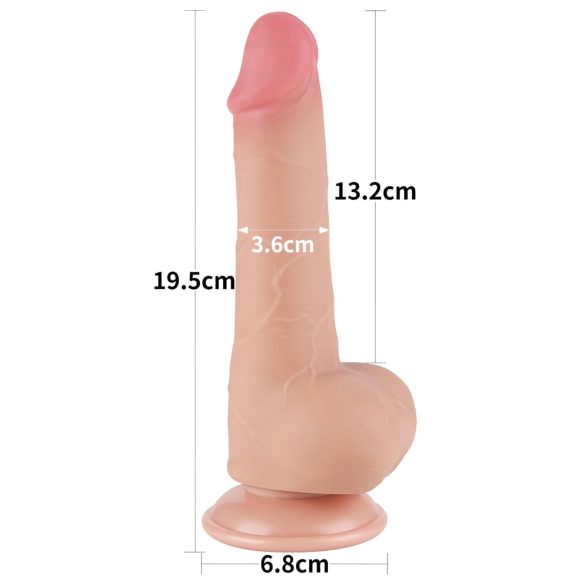 Lovetoy - dildó z dvojnim slojem in priseskom - 19,5 cm - naravna barva