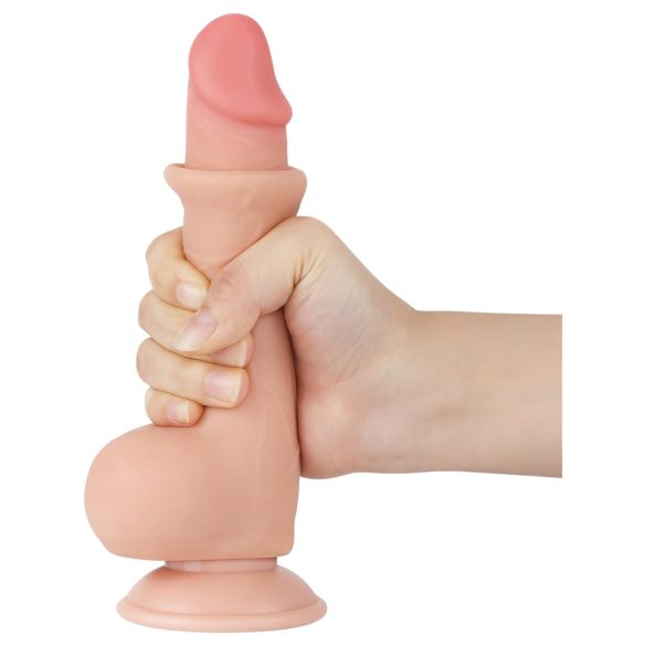 Lovetoy - dildó z dvojnim slojem in priseskom - 19,5 cm - naravna barva