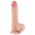 Lovetoy - dvojplastni dildo s testisi - drseča koža - 20 cm - naravno