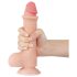 Lovetoy - dvojplastni dildo s testisi - drseča koža - 20 cm - naravno