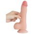 Lovetoy - dvojplastni dildo s testisi - drseča koža - 20 cm - naravno