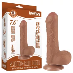   Lovetoy - dvojen dildo s testisi - drsna koža - 18,3 cm naravno