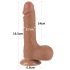 Lovetoy - dvoplastni dildo s testisi - drseča koža - 19,5 cm - temno naravno