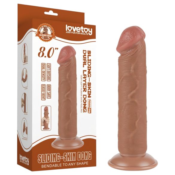 Lovetoy - dildó z vakuumsko osnovo - dvoplastni realistični - 20 cm naravno