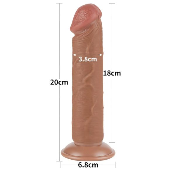 Lovetoy - dildó z vakuumsko osnovo - dvoplastni realistični - 20 cm naravno