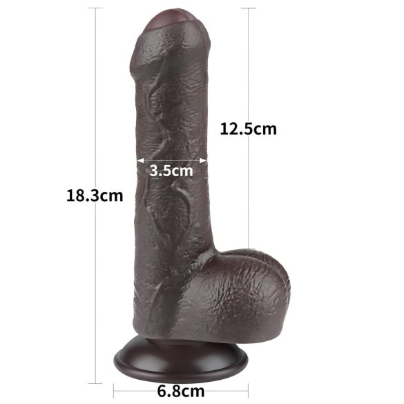 Lovetoy - realistični dildo z modom - dvoplasten - 18,3 cm - rjav