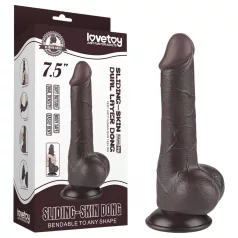   Lovetoy - realistični dildo z mošnji - dvojna plast - 19,5 cm - rjav