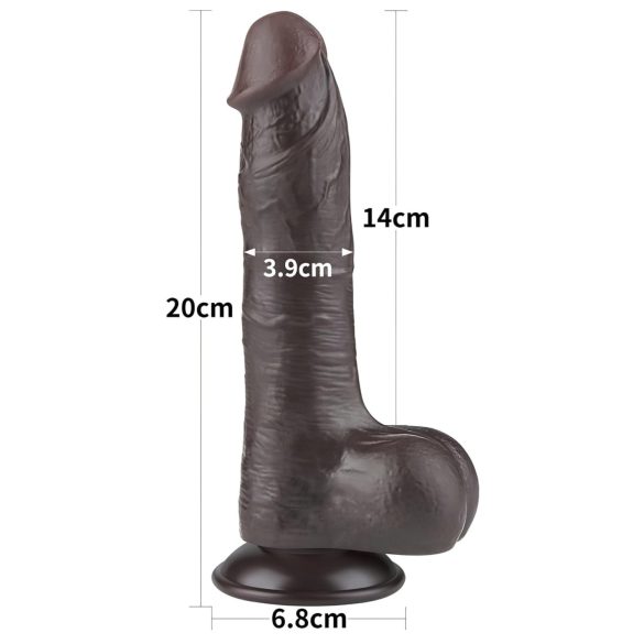 Lovetoy Drseča Koža - dvoslojni dildo s testisi - 20 cm (rjav)