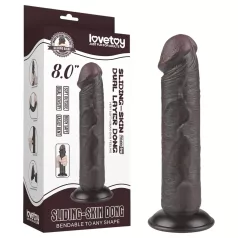   Lovetoy - dildó z vakuumsko osnovo - dvoplasten, rjav, 20 cm