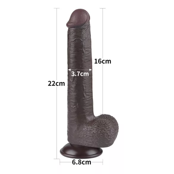 Lovetoy - dildó z dvema plastema s priseskom - 20,8 cm - rjav