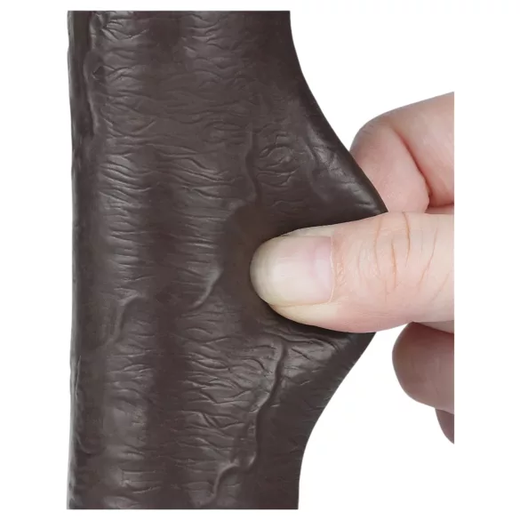 Lovetoy - dildó z dvema plastema s priseskom - 20,8 cm - rjav