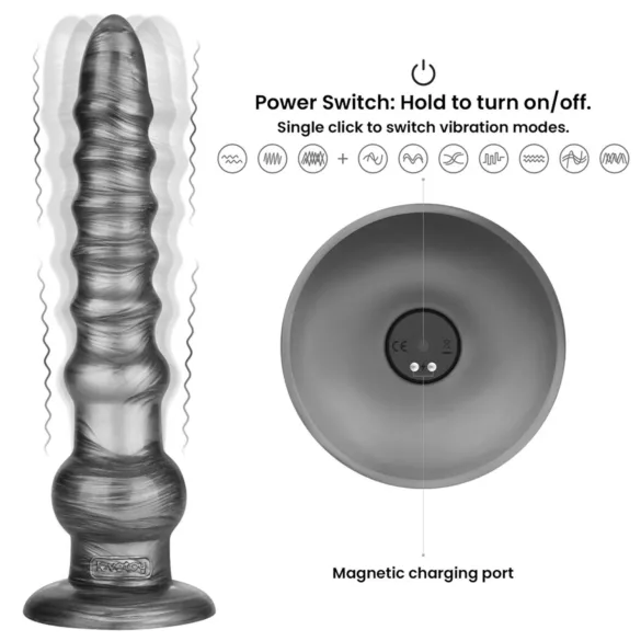 Lovetoy King Sized - velik vibrator - 32 cm - siva
