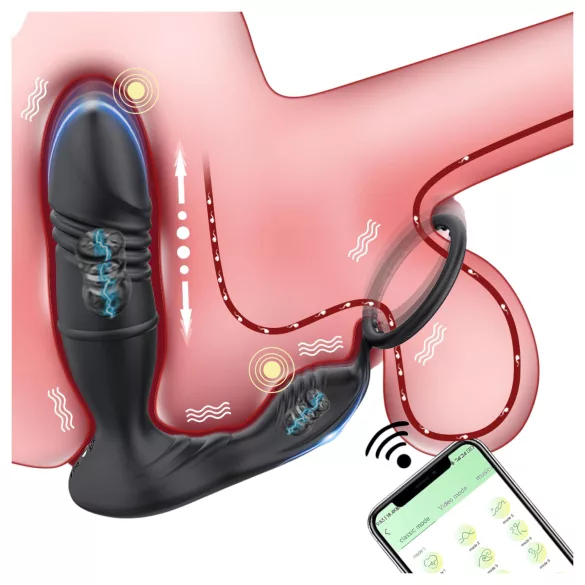 AlvUp - pametni vibrator za prostato z erekcijskim obročkom - črn