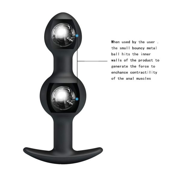 Pretty Love - analni dildo z notranjo kroglico - črn