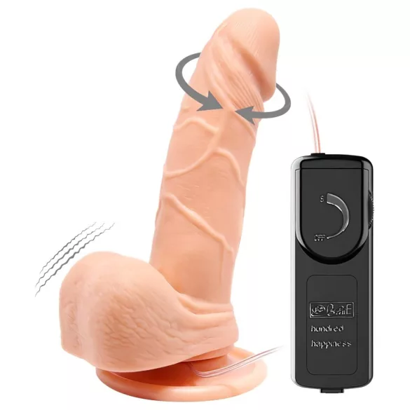 Baile - realistični vibrator z vrtenjem - 15 cm - naraven